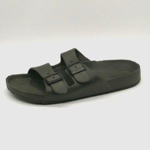Express Womens Molded Footbed Flat Heel Slide Sandal Cushion Green Sz 11